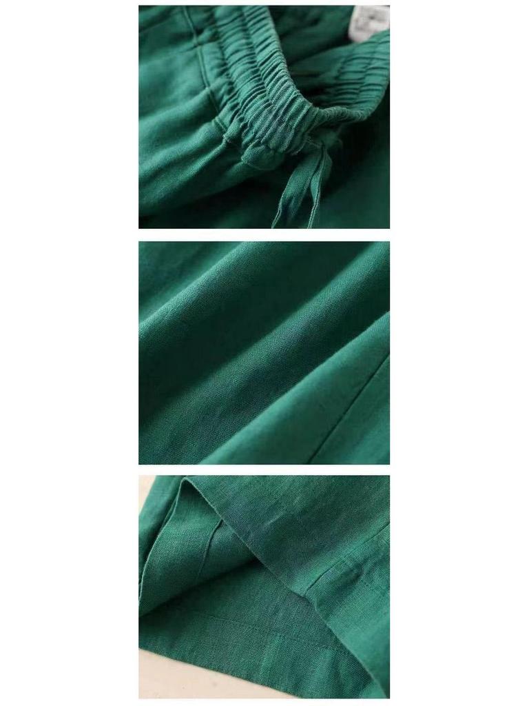 Women's High-Waisted Cotton-Linen Wide-Leg Pants - 2024 Summer Slimming, Versatile, Loose, Straight-Leg Design