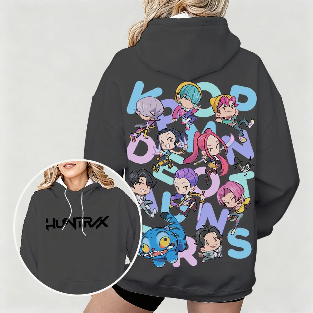 Felpe da donna alla moda KPop Demon Hunters Print Felpe Pullover Casual Felpa da esterno Felpe per bambini Top Abbigliamento da esterno