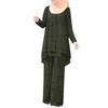 Women's Muslim Daily Double-Layer Vertical Stripe Chiffon Set with Elastic Waistband