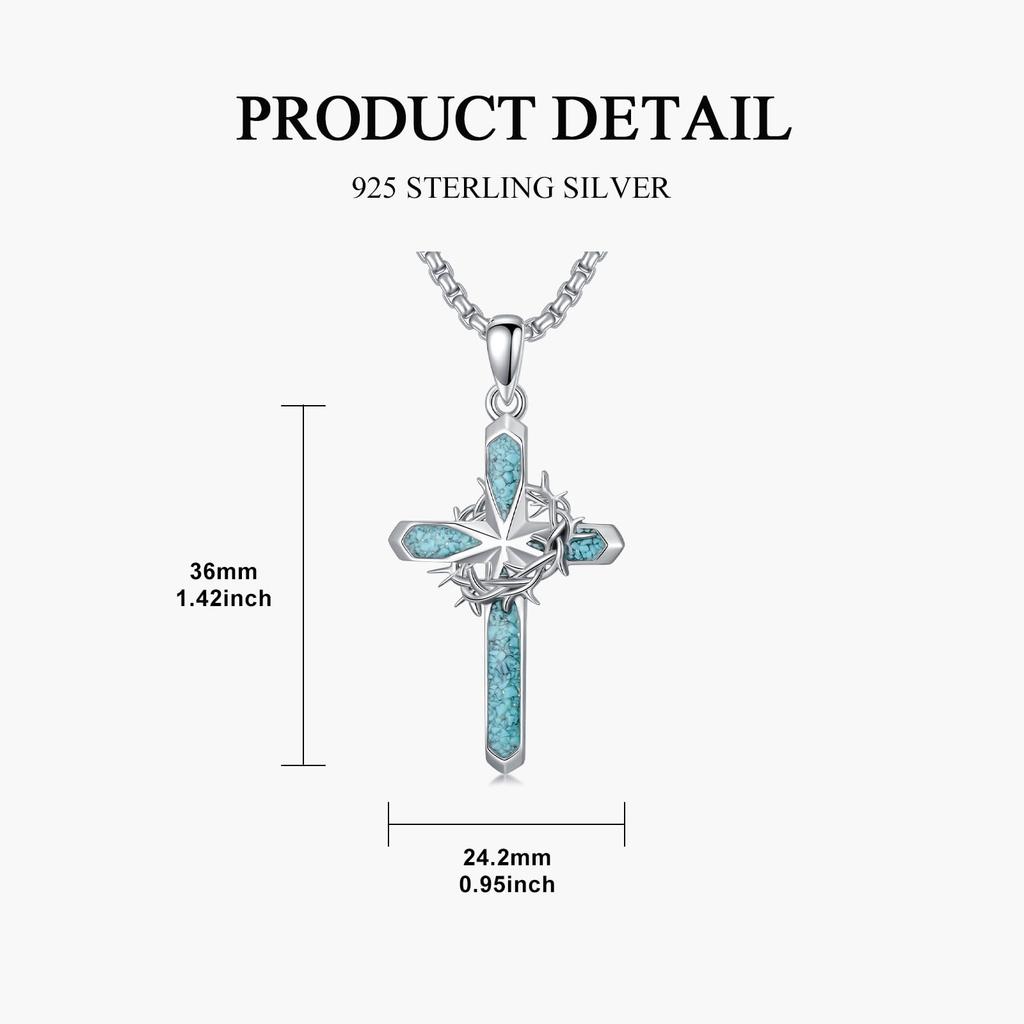 [YFN] Sterling Silver Crown of Thorns Necklace, Catholic Cross, Crown Necklace, Crown of Thorns, Catholic Jewelry for Men