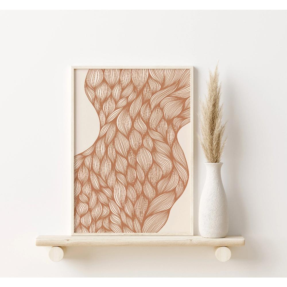 Minimalist Abstract Folk Art Prints, Colourful Bohemian Botanical Canvas Prints for Home, Bedroom, Living Room,Office,Decoration