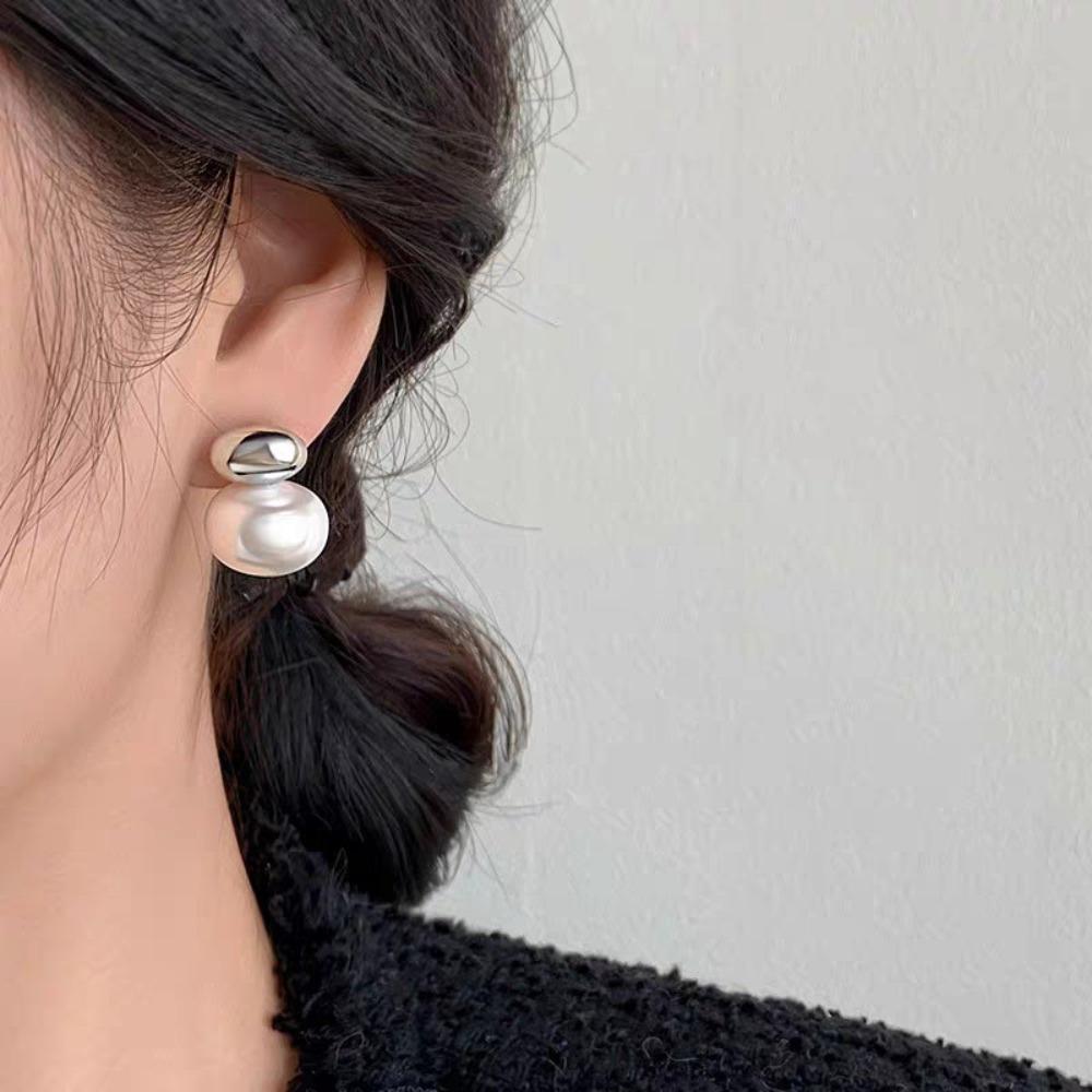 S925 Silver Needle Light Luxury Pearl Zircon Earrings Women's High-end Temperament Niche Versatile Stud Earrings