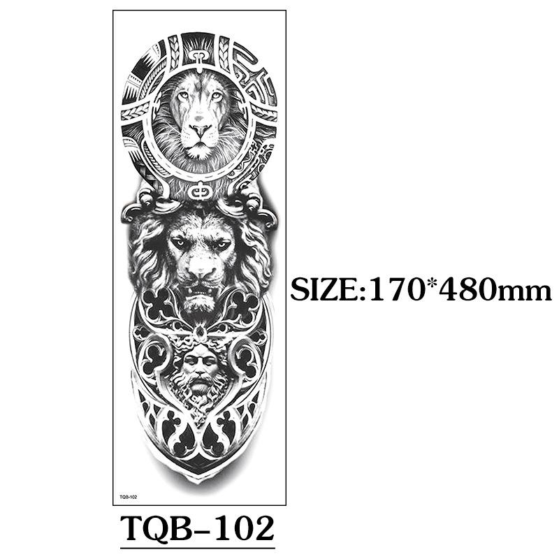 Full Arm Tattoo Sticker Full Arm, Big Picture Lion Tiger Wolf Animal Big Flower Arm Tattoo Sticker