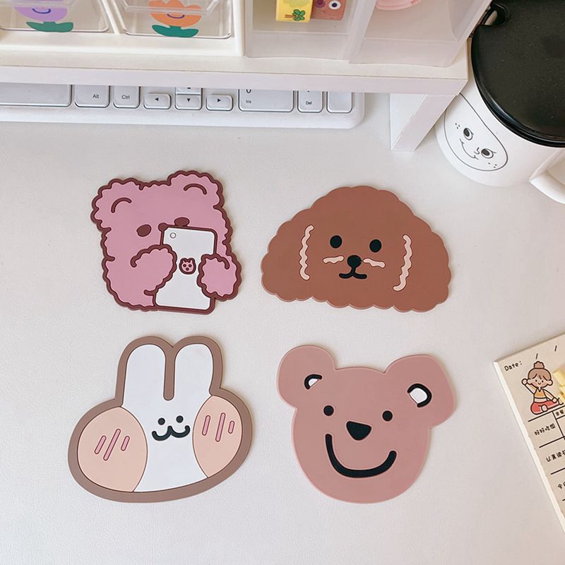 Cartoon Animal Bear Silicone Coaster Non-slip Insulation Cup Mat