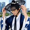 Cultural Theme Black Hat with Ancient Design in Polyester Fabric Hollow Woven Hat for Costume Event and Daily Fashion