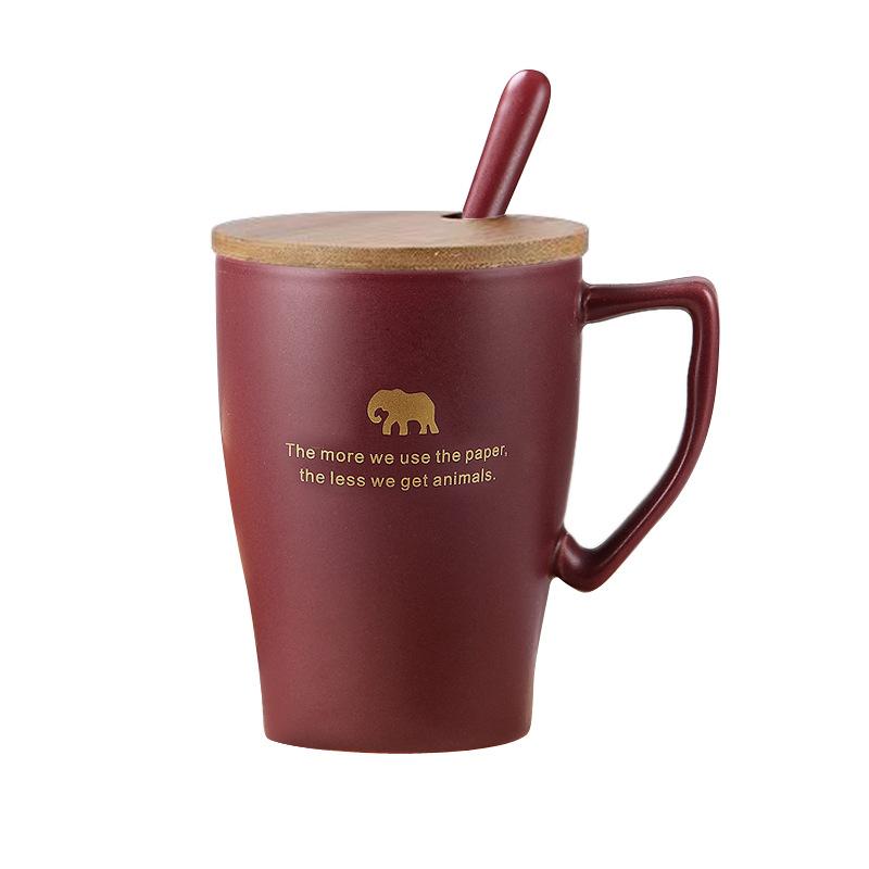 

Креативная кружка Большая вместимость матовая матовая керамическая чашка для питья Фестивальный памятный подарок 401-500ml темно-красного