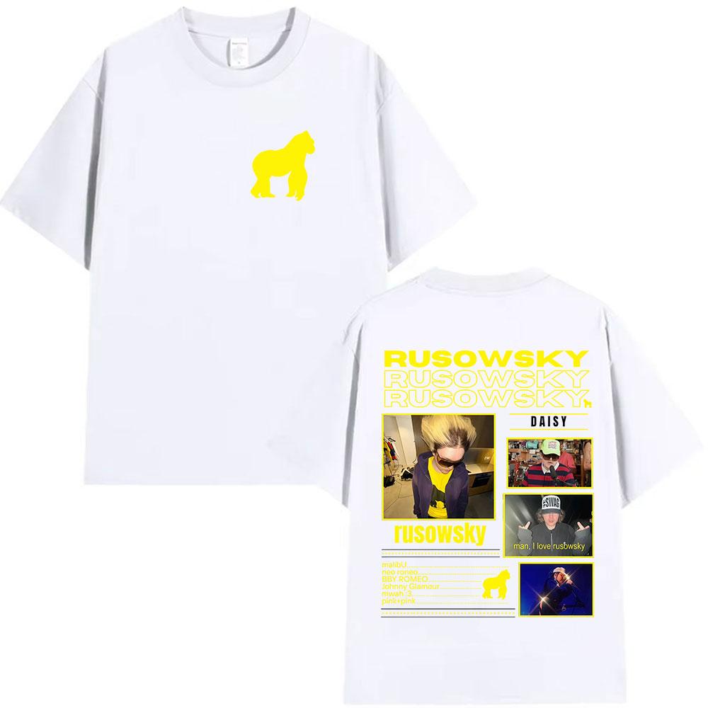 2025 Sommer Rapper Rusowsky Daisys Album Tour Grafik T-Shirt für Unisex und Damen Hiphop Reine Baumwolle 100 Freizeit T-Shirt Y2k