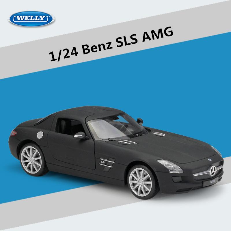 Welly 1/24 Mercedes Benz SLS AMG Alloy Sports Model Diecasts Metal Racing Car Vehicles Model Simulation Collection Kids Toy Gift