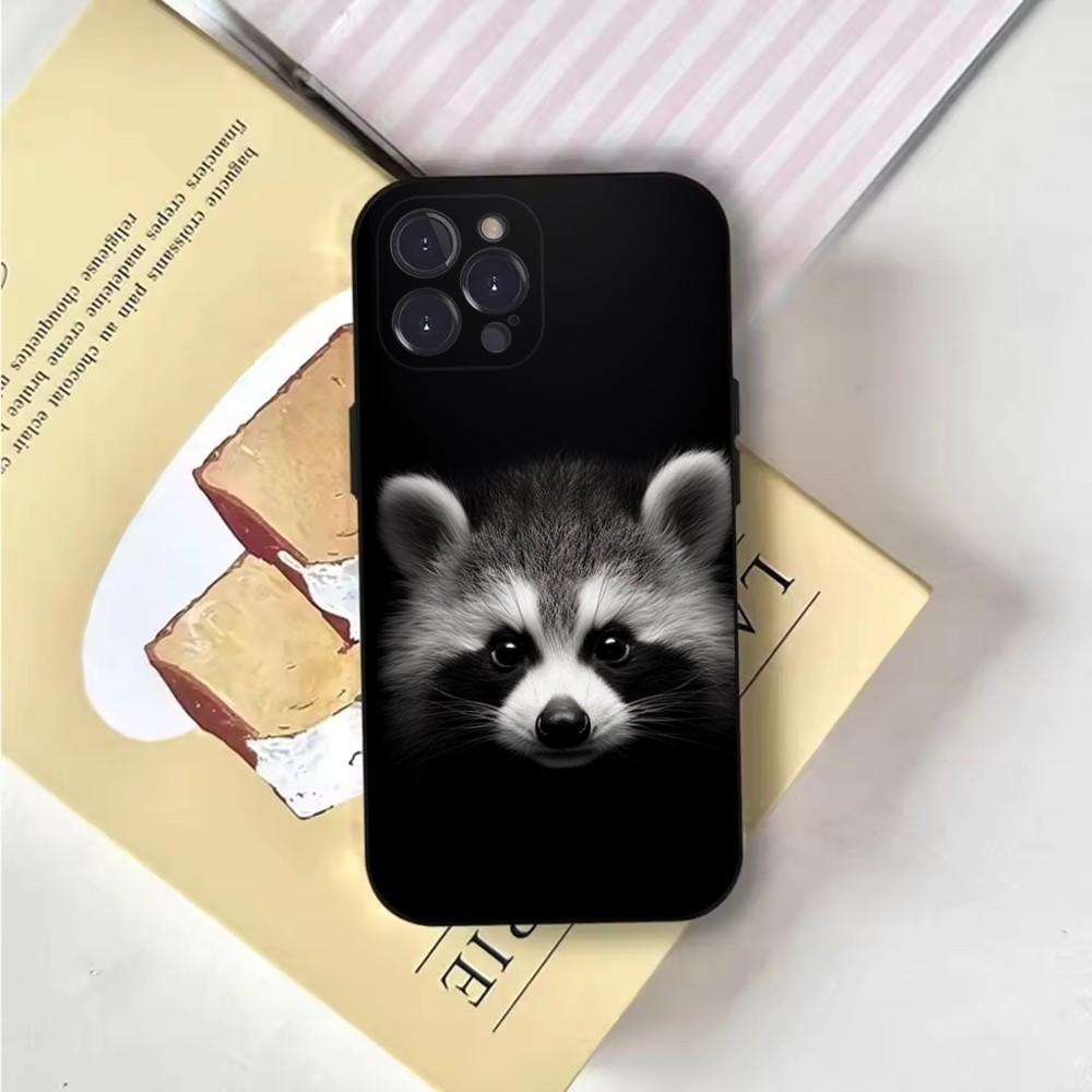 Cute Canvas Raccoons  Phone Case For iPhone 16,15,14,13,12,11,Pro,X,XS,Max,XR,Plus,Mini Soft Black Cover