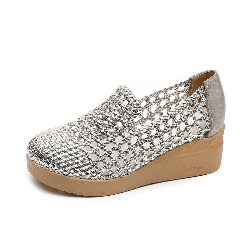 Мода GKTINOO 2025 Лето Полые Плетеные Дышащие Туфли Женские Сандалии На Толстой Подошве Танкетке Обувь из Натуральной Кожи Летние Сандалии на Платформе 5 5798₽