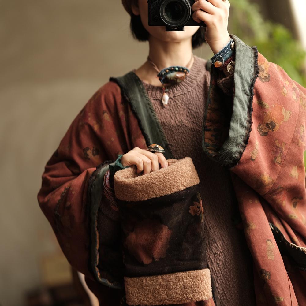 Ancient Mud Retro Quilted Lambswool Hand Warmer Muff SC078 Fran