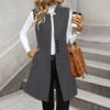 Women's Fashionable Casual Lapel Buttoned Waistcoat Sleeveless Solid-Colour Jacket