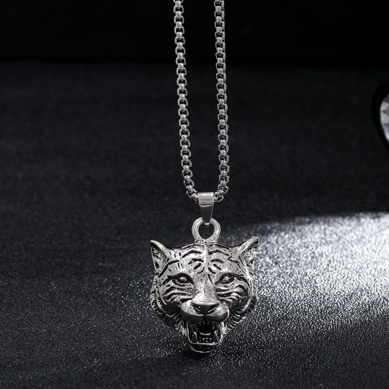 

Год Тигра Ожерелье из титановой стали с головой тигра Мужское и женское Модное Крутое Длинное Хип-хоп Ретро Личность Зодиакальная Подвеска Ювелирные изделия Года Рождения