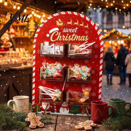 Multi Layer Candy Storage Container Christmas Tree Wooden Display Stand, Acrylic Drawer Organizer for Clear Sweets Party Dessert Table, Holiday Treat