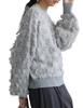Antiqua Fringe Check Knit One Size Gray Women's Top, ESA-00177, 15,