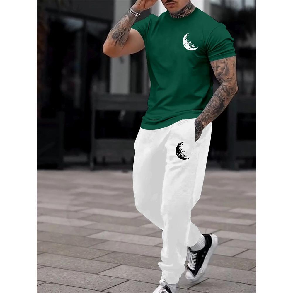 Casual Men's Casual Men's Short-sleeved Shirt and Long Pants, a Fashionable Street Style Two-piece Set