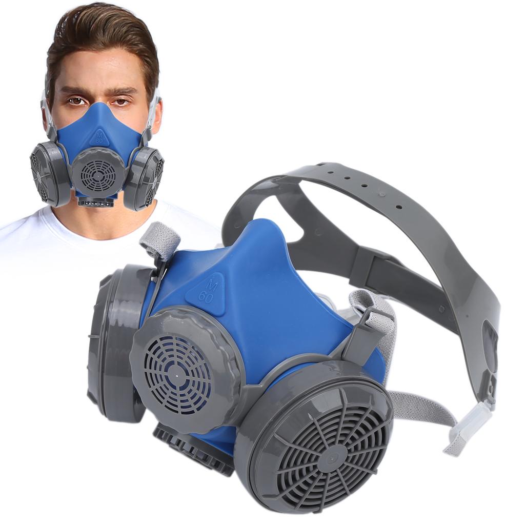 Halbe Mundabdeckung Staubschutz Anti-Aging Anti-Allergie Doppelschichtig Silikon Grau Blau