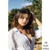 HD Metal Tin Sign Gorgeous Asian Model In White ButtonDown Shirt Retro Metal Wall Art for Home Decor X Inch