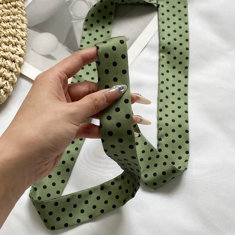 Brown Polka Dot Silk Scarf: Versatile 2025 Hair Tie & Neck Wrap Accessory