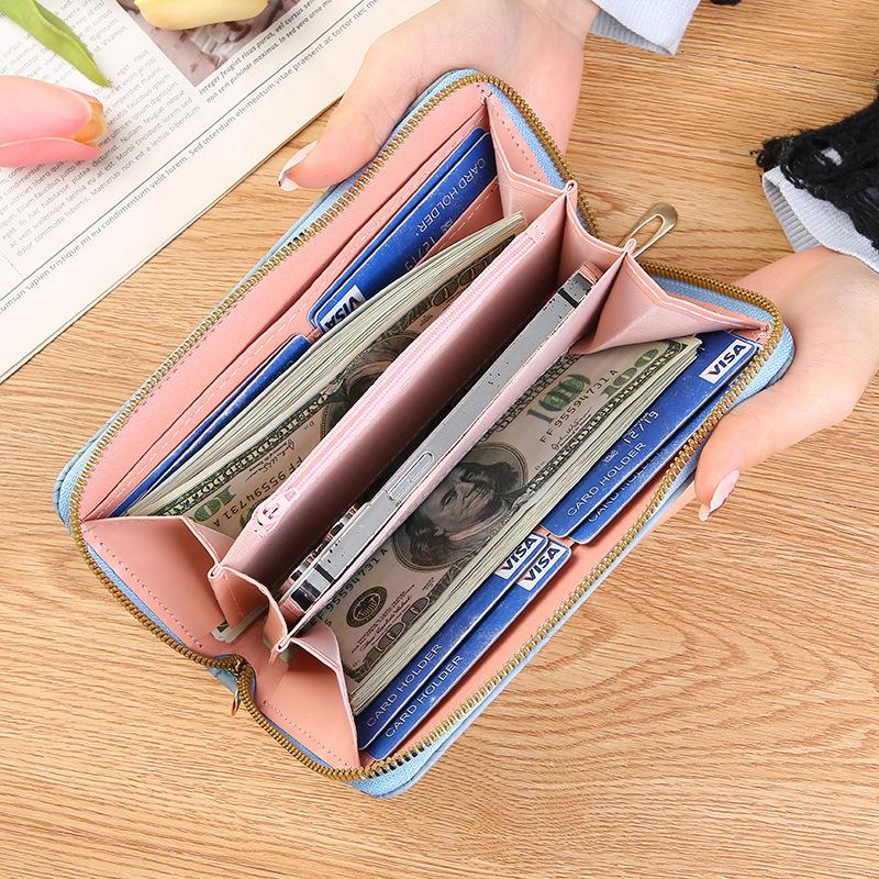 Long Zipper Clutch Bag, Enlarged Mobile Phone Bag, Embossed Design, Large Banknote Clip, Simple Women's Wallet Tide