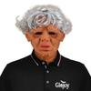 Funny Old Woman Mask Halloween Party Costume Accessory Realistic White Hair Granny Head