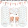 Rose Gold Birthday Decorations Disposable Tableware Set Paper Cup Adult Wedding Birthday Party Decorations Kids Babyshower Girl