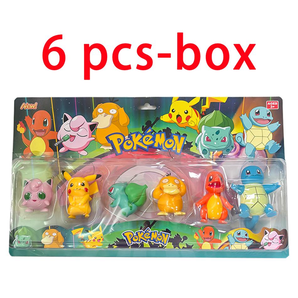 6pcs/set Pok  Mon Figures Pikachu Toys Model Charmander Psyduck Squirtle Jigglypuff Bulbasaur Kawaii Collect Dolls Kids Gift