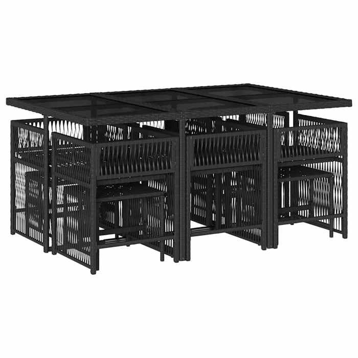 VidaXL Ensemble à manger de jardin 11 pcs coussins noir résine tressée 3211686