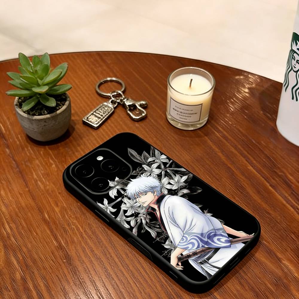 Gintama Phone Case For iPhone 17,16,15,14,13,12,11 Plus,Pro Max,XS,Soft Silicone Black Cover