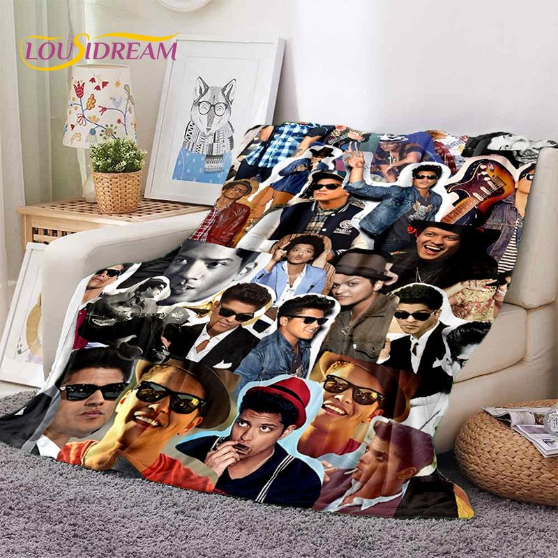 Bruno Mars 3D Singer Star Soft Flannel Blankets,Throw Blanket Comfortable Blanket for Picnic Beds Home Bedroom Cover Kids Gift