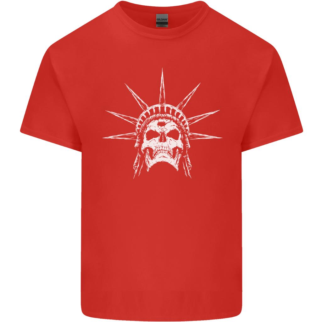 Statue of Liberty Skull USA Gothic Biker Unisexs Light Cotton TShirt
