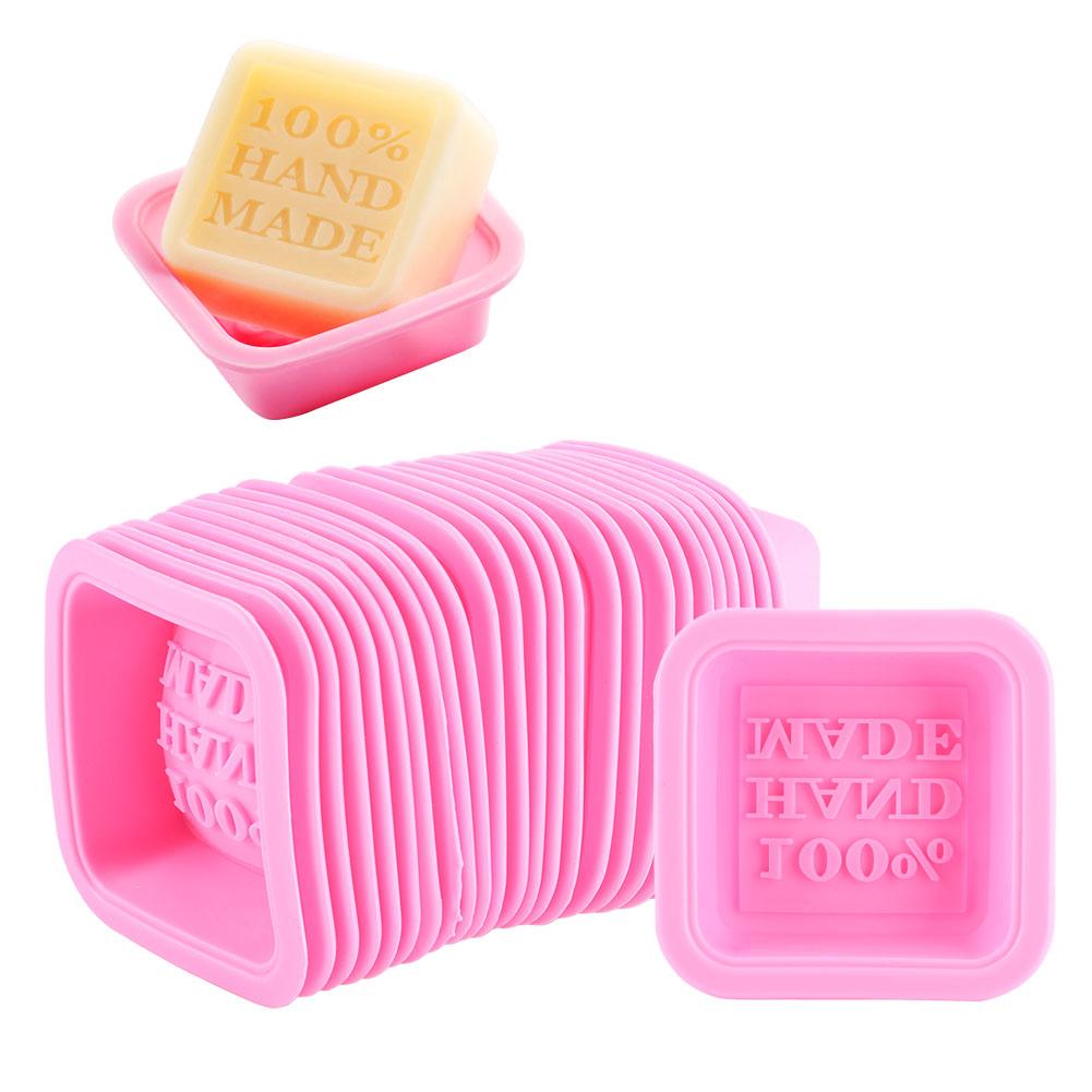 25PCS DIY Handmade Silicone Soap Mold Multifunction Candle Molds Cake Making Baking Mould(Pink )