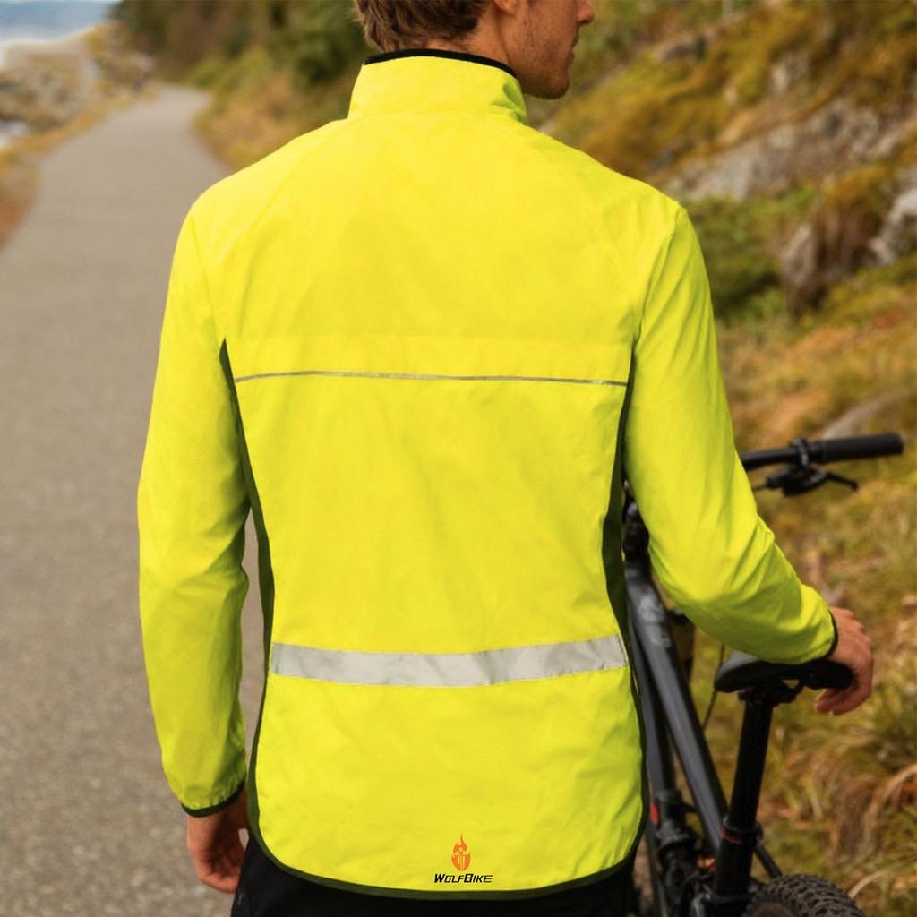 Wosawe Men's Reflective Cycling Windproof Waterproof Breathable Sports Long Sleeve Cycling Windbreaker Jacket