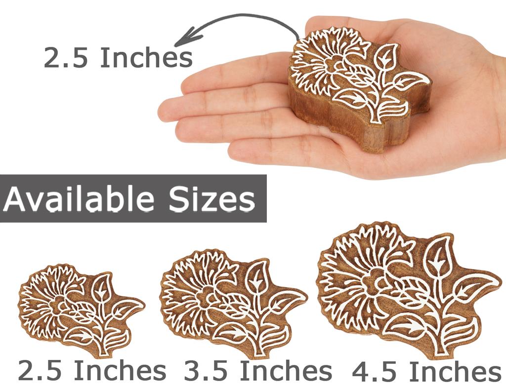 IBA Indianbeautifulart Textile Printing Block Floral Hand Carved Wooden Stamp Wood Block Printing Textile Stamp For Fabric   Pottery Blocks- 2.5