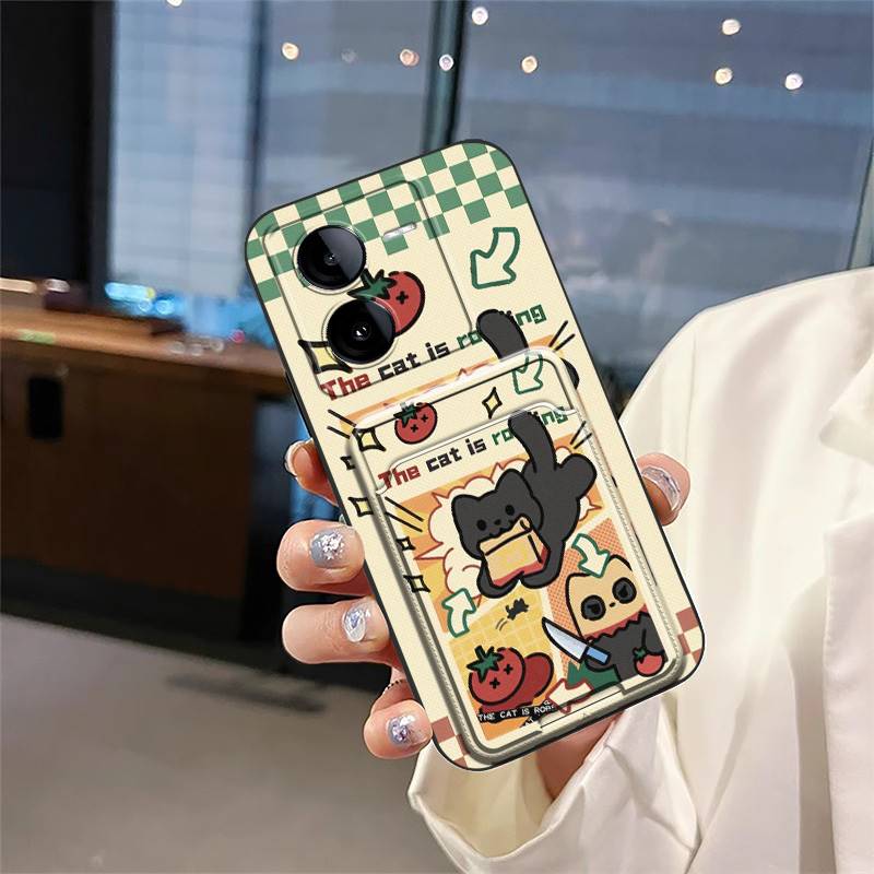 Shockproof Protective Phone Case For VIVO IQOO Z8 Anti-knock Full Wrap Cute Cartoon Card Bag Dirt-resistant Card Slot