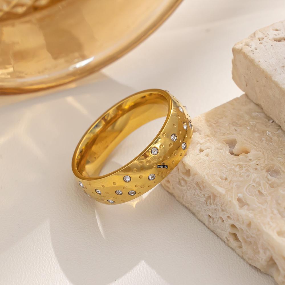 European Starry Sky Rhinestone Titanium Steel Couple Rings