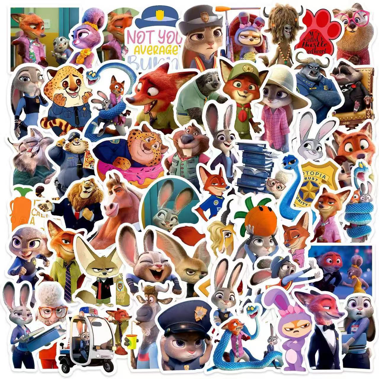 Zootopia Sticker Book: 50 Cartoon Stickers for Backpacks & Thermos Cups 5-6.5CM