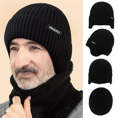 Windproof Ear Protection Cap Soft Beanies Hat Winter Earmuffs Cap  Men