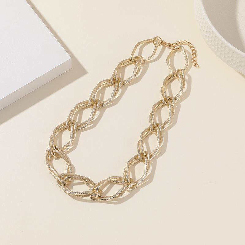Punk Gold-Plated Alloy Cuban Chain Necklace Ladies, Exaggerated Multi-Layer Matte Punk Short Necklace золотой