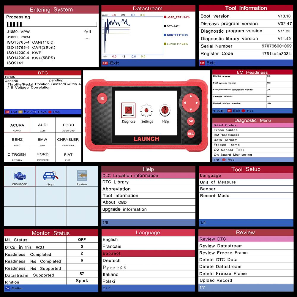 LAUNCH X431 CRP123 V2.0 OBD2 Scanner ABS SRS Airbag Engine AT Automotive Diagnostic Tools Full OBDII DIY Code Reader Free Update