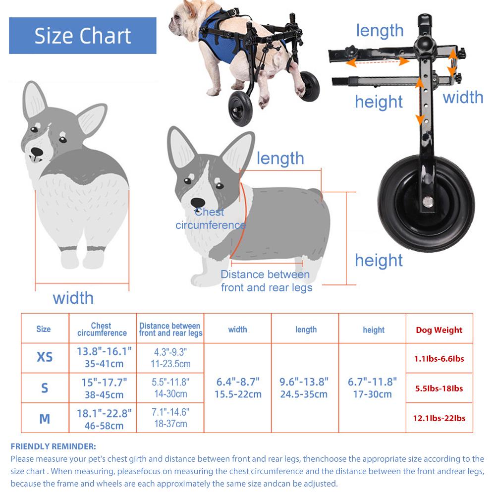 Professional Adjustable Hind Leg Disabled Pet Cat Dog Mobility Aid Trolley Legs Rehabilitation Light Pet Wheelchair Walk Tools