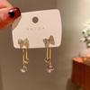 Schleifen-Herz-Quastenohrringe für Damen Elegante Zirkon-Tropfenohrringe Piercing-Accessoires Schmuck