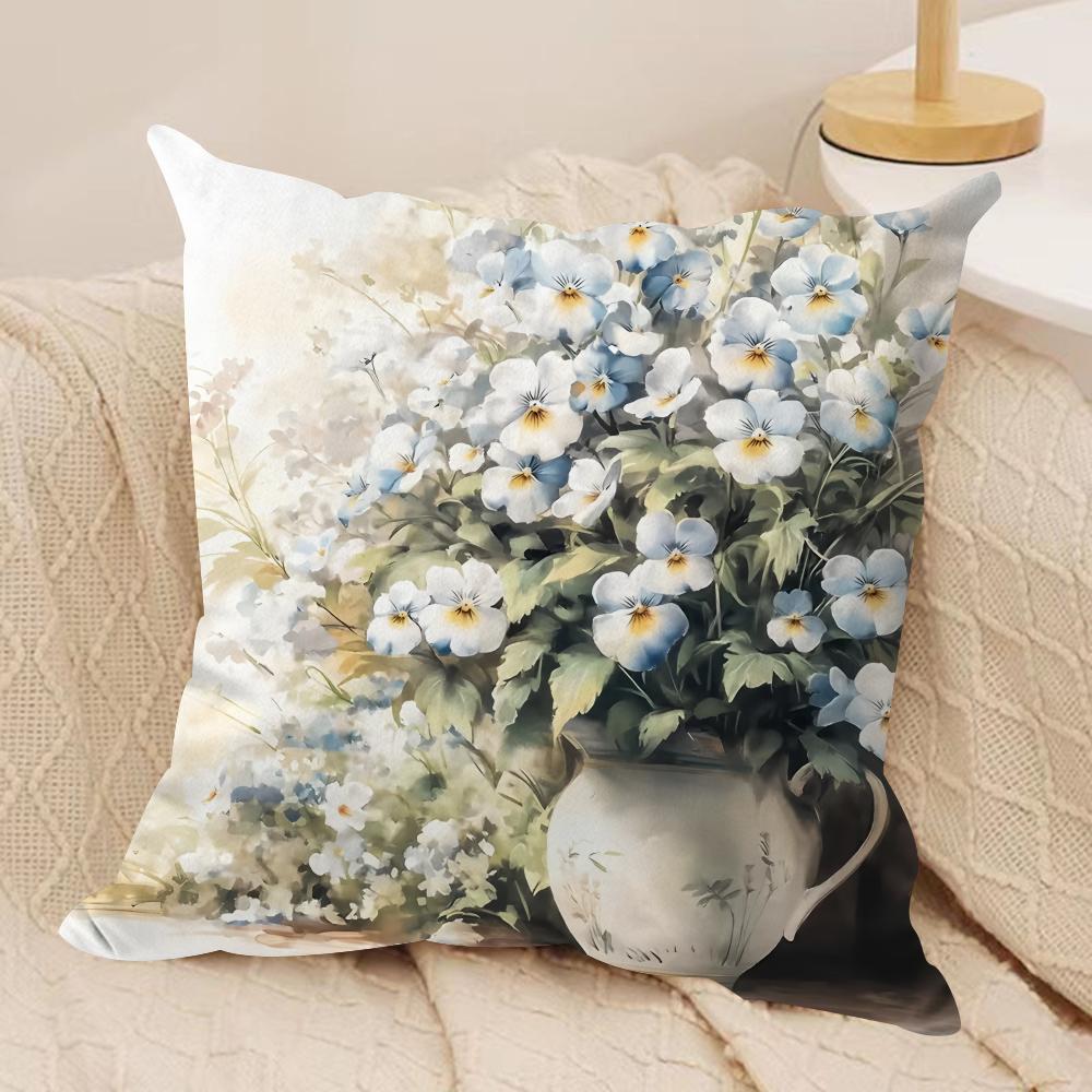 Wild Flower Cushion Cover Soft Plush Fabric DoubleSided Printed Cushion Covers for All Seasons Modern HomeDecor Gift
