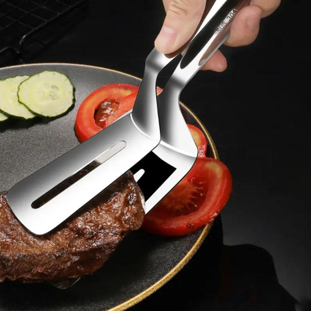 Stainless Steel Frying Shovel Clip Multifunctional Steak BBQ Tongs Frying Fish Spatula Clip Bread Household for Kitchen Tool