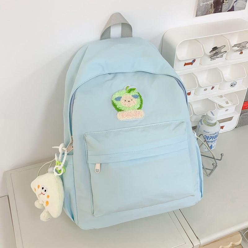 Dopamin Rucksack Für Mittelschüler Mit Einfarbigem Design Und Cartoon-Bären-Dekoration Für Den Schulgebrauch