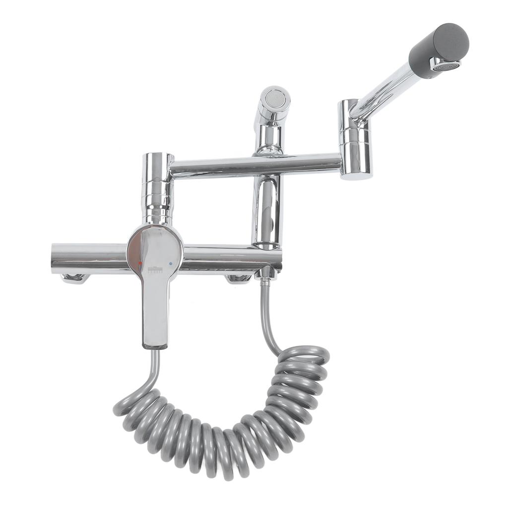 G1/2 Bathtub Faucet Set Wall Mounted Copper Silver Multifunctional Foldable Bathroom Faucet Set