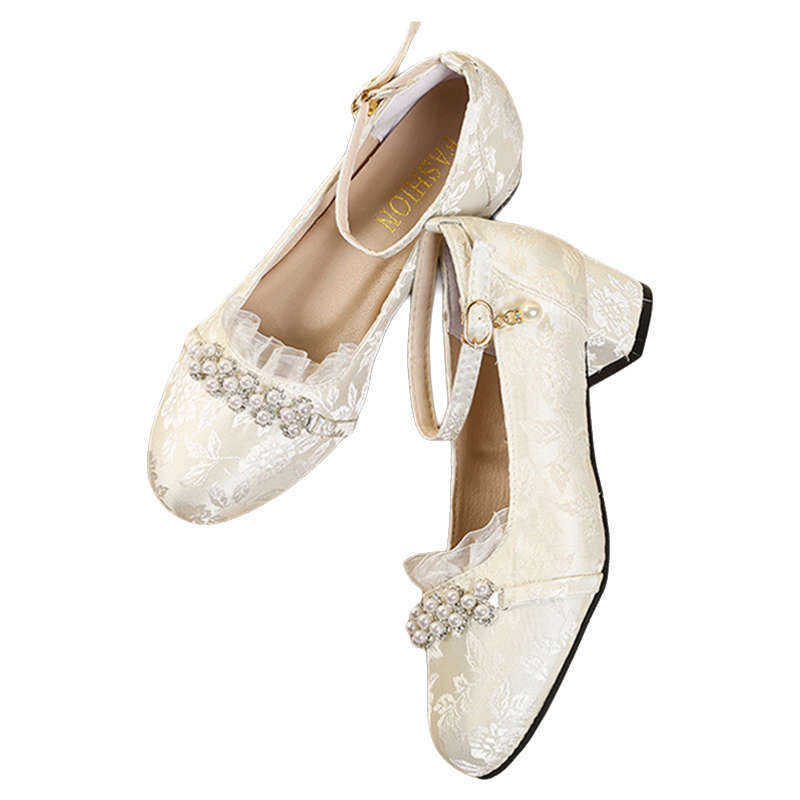 National style Chinese hanfu shoes women's thick heel horse dress shoes fairy fairy cheongsam high heels female princess thick heel single shoes