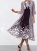 Elegant Summer Chiffon Dress Set With Floral Print For Office Wear