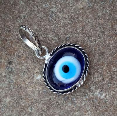 Evil Eye Gemstone 925 Sterling Silver Plated 1pcs Pendent Chris-r321