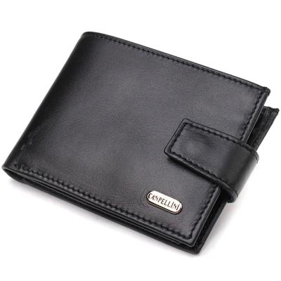 Compact Wallet for Men Made of Genuine Smooth Leather CANPELLINI 21750 Black